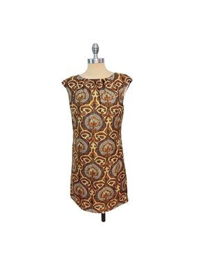 Milly Of New York Boho Paisley Print Silk Shift Dress Size 6